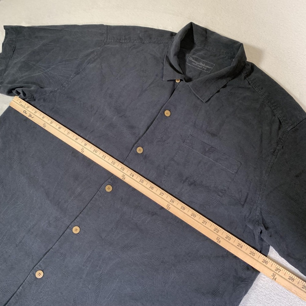 Tommy Bahama Shirt Mens XL Black 100% Silk Palm Leaf Hawaiian Short Sleeve - Picture 5 of 8